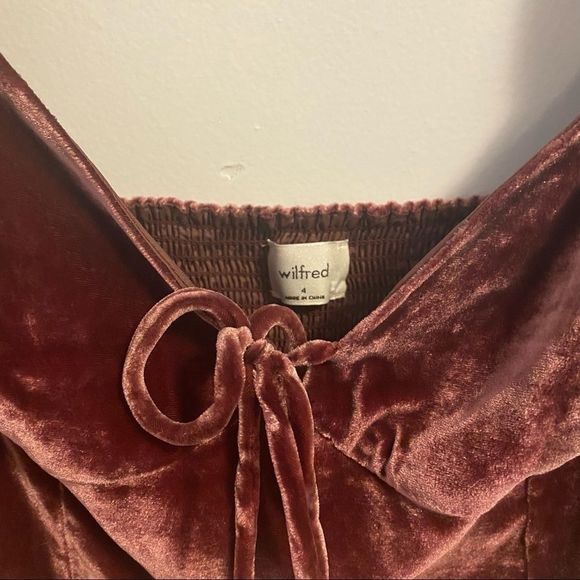 ARITZIA Wilfred Novella Long-sleeve Velvet Velour Blouse Truffle Brown ~ sz 4 47 - Picture 4 of 9